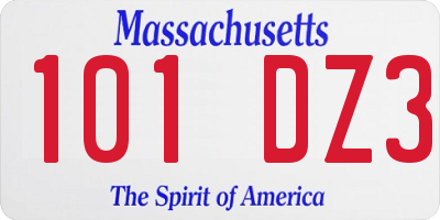 MA license plate 101DZ3