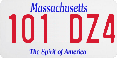 MA license plate 101DZ4