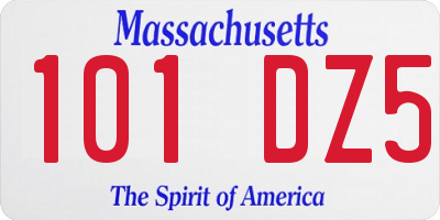 MA license plate 101DZ5