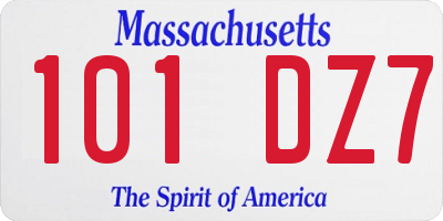 MA license plate 101DZ7