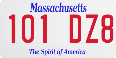 MA license plate 101DZ8