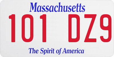 MA license plate 101DZ9