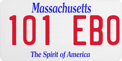 MA license plate 101EB0