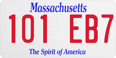 MA license plate 101EB7