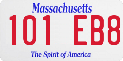 MA license plate 101EB8