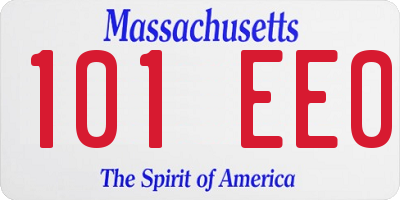 MA license plate 101EE0