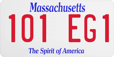 MA license plate 101EG1