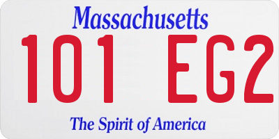 MA license plate 101EG2