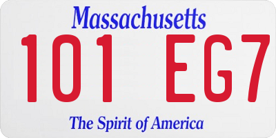 MA license plate 101EG7