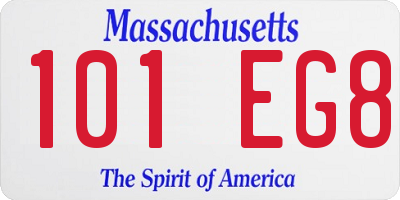 MA license plate 101EG8