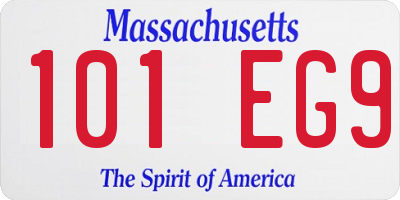 MA license plate 101EG9