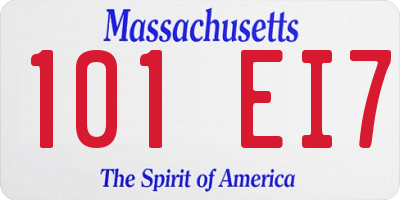 MA license plate 101EI7