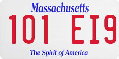 MA license plate 101EI9