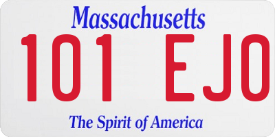 MA license plate 101EJ0