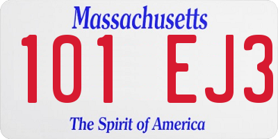 MA license plate 101EJ3