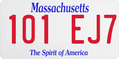 MA license plate 101EJ7