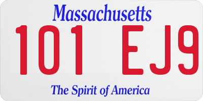 MA license plate 101EJ9