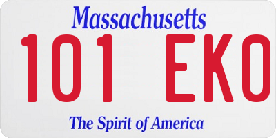 MA license plate 101EK0