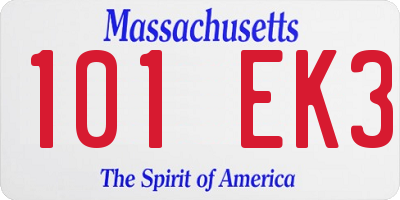 MA license plate 101EK3