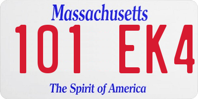 MA license plate 101EK4