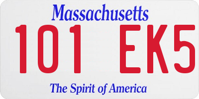 MA license plate 101EK5