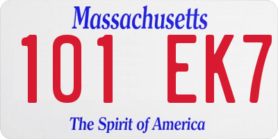 MA license plate 101EK7