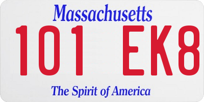 MA license plate 101EK8