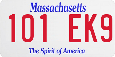 MA license plate 101EK9