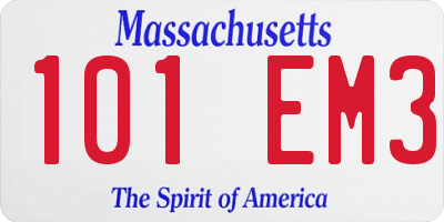 MA license plate 101EM3