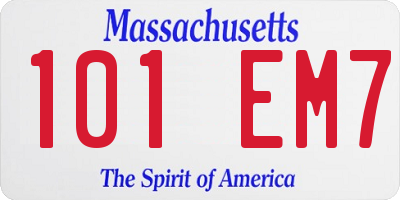 MA license plate 101EM7