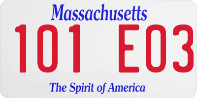 MA license plate 101EO3