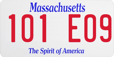 MA license plate 101EO9