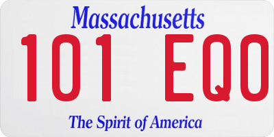 MA license plate 101EQ0