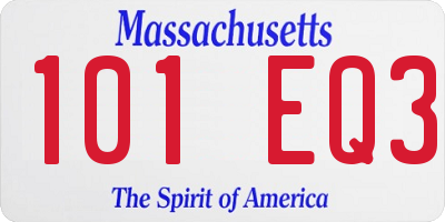 MA license plate 101EQ3