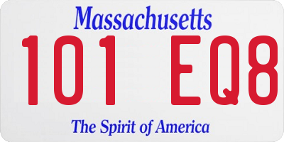 MA license plate 101EQ8