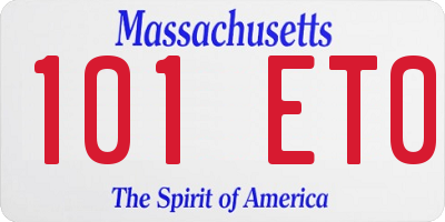 MA license plate 101ET0