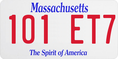 MA license plate 101ET7