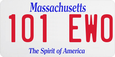 MA license plate 101EW0