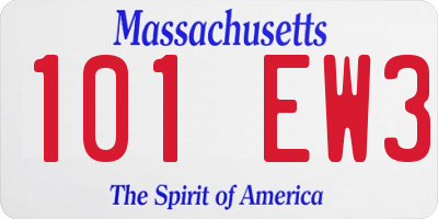 MA license plate 101EW3