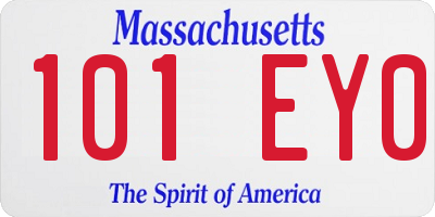 MA license plate 101EY0