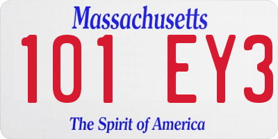 MA license plate 101EY3