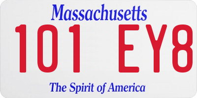 MA license plate 101EY8