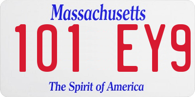 MA license plate 101EY9