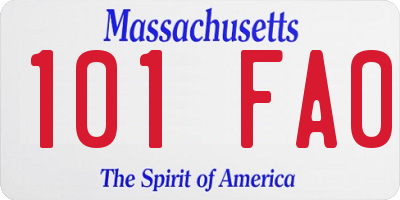 MA license plate 101FA0