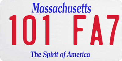 MA license plate 101FA7