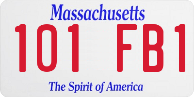 MA license plate 101FB1