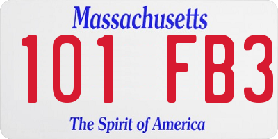 MA license plate 101FB3