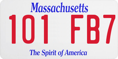 MA license plate 101FB7