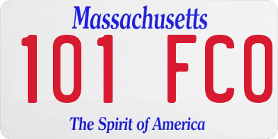 MA license plate 101FC0