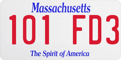 MA license plate 101FD3